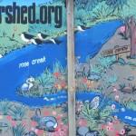 The Rose Creek Mural is best viewed from the Mike Gotch Memorial Bridge across Lower Rose Creek.