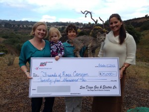 San Diego Gas & Electric awarded Friends of Rose Canyon and the Rose Creek Watershed Alliance $25,000 in 2012 for their Sense of Wonder Program in Rose and San Clemente canyons.